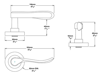 Iver Stirling Door Lever Handle on Round Rose Privacy Kit - Available in Various Finishes