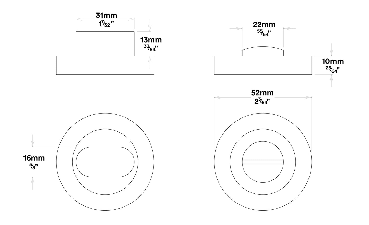 Iver Stirling Door Lever Handle on Round Rose Privacy Kit - Available in Various Finishes