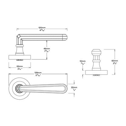 Iver Copenhagen Door Lever Handle on Round Rose Privacy Kit - Available in Various Finishes