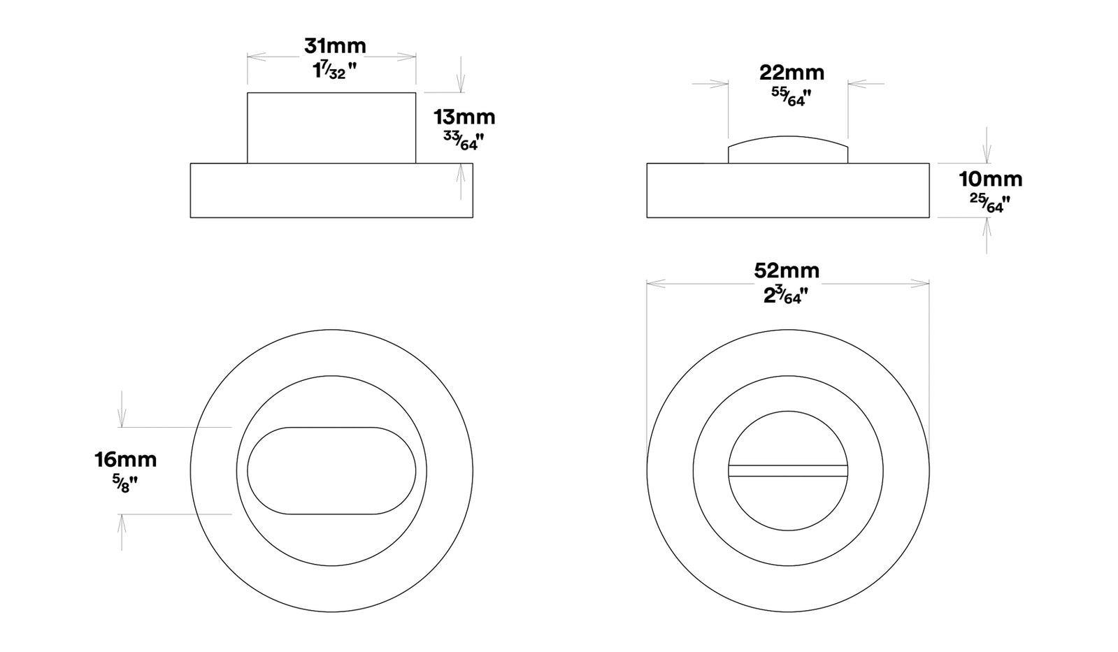 Iver Copenhagen Door Lever Handle on Round Rose Privacy Kit - Available in Various Finishes
