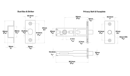Iver Copenhagen Door Lever Handle on Round Rose Privacy Kit - Available in Various Finishes