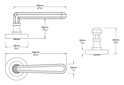 Iver Copenhagen Door Lever on Round Rose Entrance Kit Key/Thumb - Available in Various Finishes