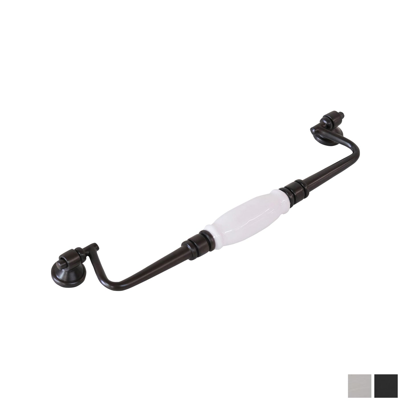 Tradco Cabinet Pull Handle White Porcelain Drop Pull - Available in Various Sizes and Finishes