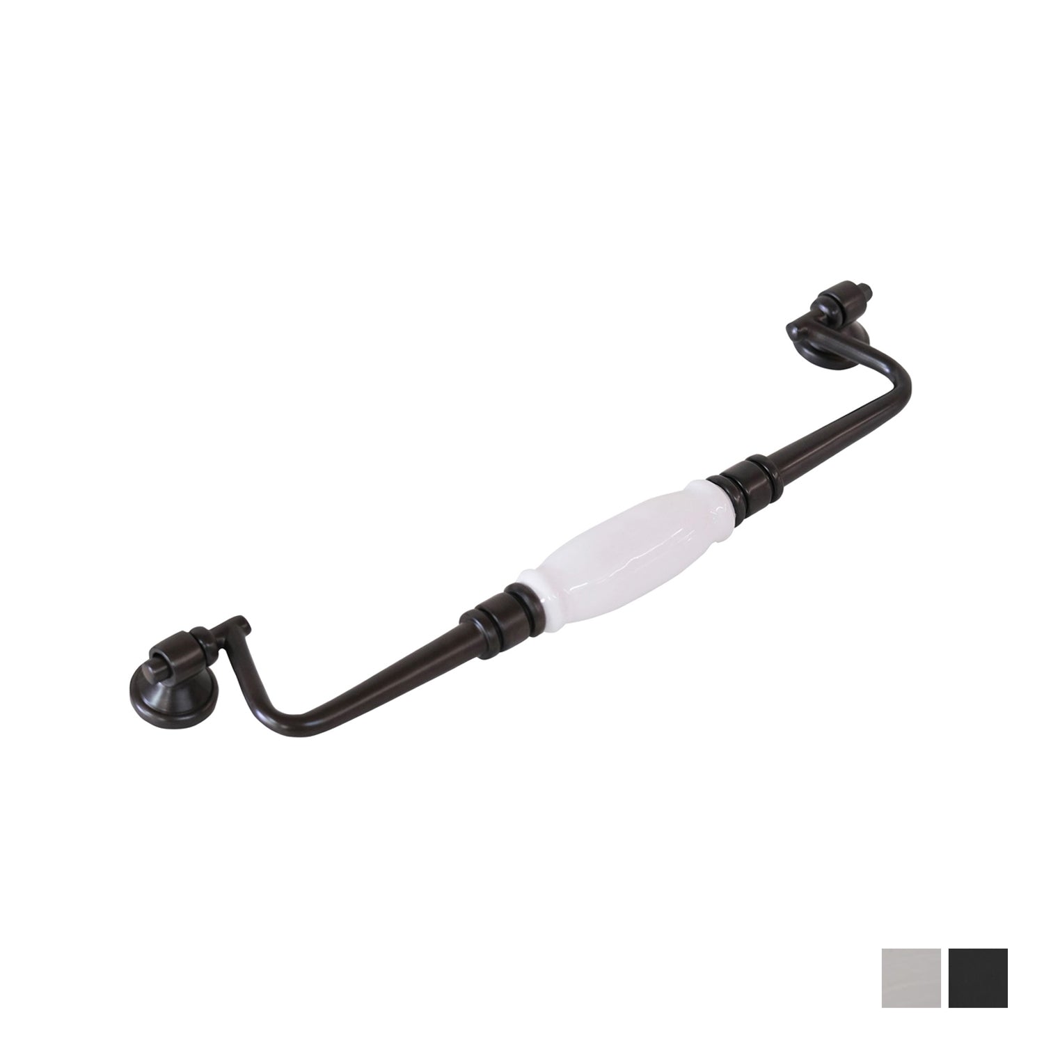 Tradco Cabinet Pull Handle White Porcelain Drop Pull - Available in Various Sizes and Finishes