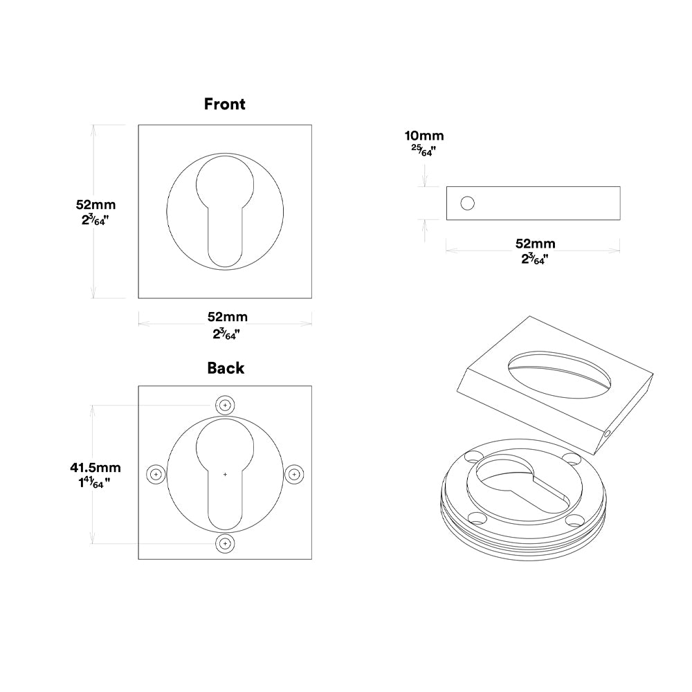 Iver Osaka Door Lever Handle on Square Rose Entrance Kit Key/Key - Available in Various Finishes
