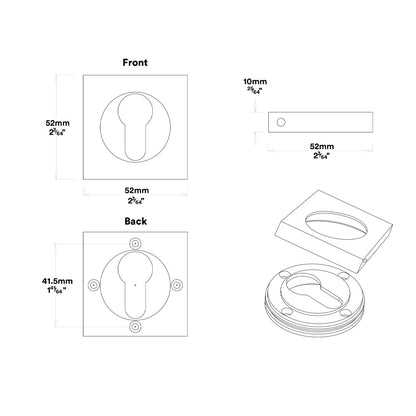Iver Osaka Door Lever Handle on Square Rose Entrance Kit Key/Key - Available in Various Finishes