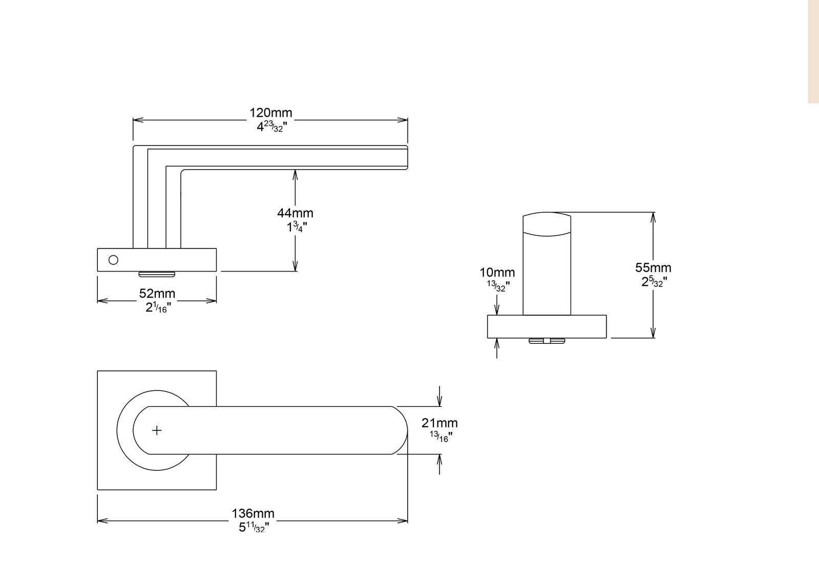 Iver Osaka Door Lever Handle on Square Rose Privacy Kit - Available in Various Finishes