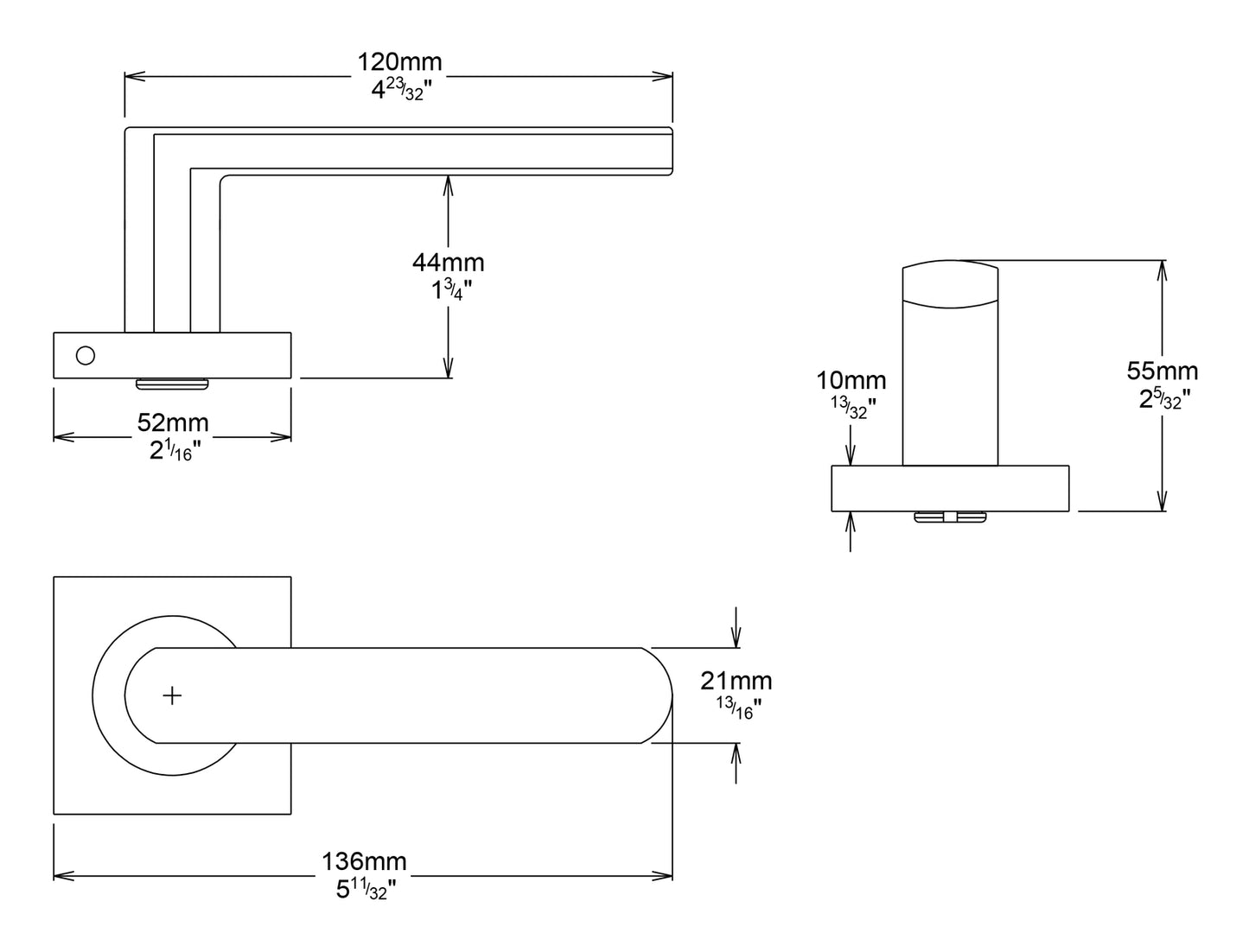Iver Osaka Door Lever on Square Rose Entrance Kit Key/Thumb - Available in Various Finishes