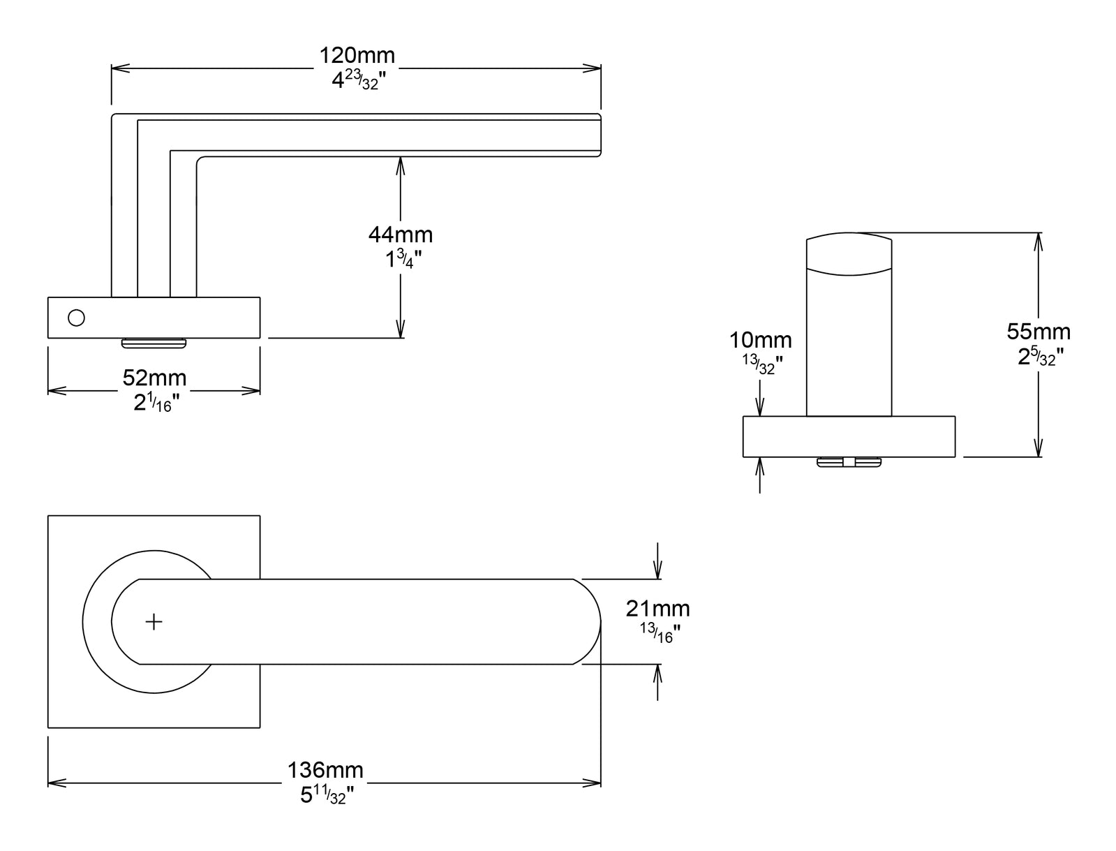 Iver Osaka Door Lever on Square Rose Entrance Kit Key/Thumb - Available in Various Finishes