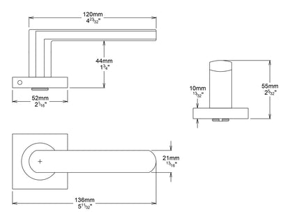 Iver Osaka Door Lever on Square Rose Entrance Kit Key/Thumb - Available in Various Finishes