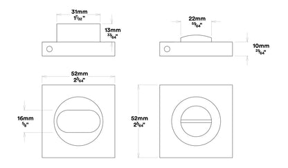 Iver Copenhagen Door Lever Handle on Square Rose Privacy Kit - Available in Various Finishes