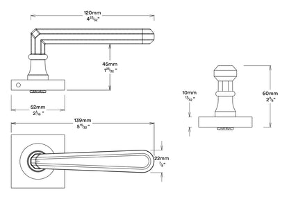 Iver Copenhagen Door Lever on Square Rose Entrance Kit Key/Key - Available in Various Finishes