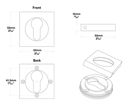 Iver Copenhagen Door Lever on Square Rose Entrance Kit Key/Thumb - Available in Various Finishes