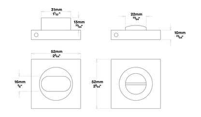 Iver Helsinki Door Lever Handle on Square Rose Privacy Kit - Available in Various Finishes