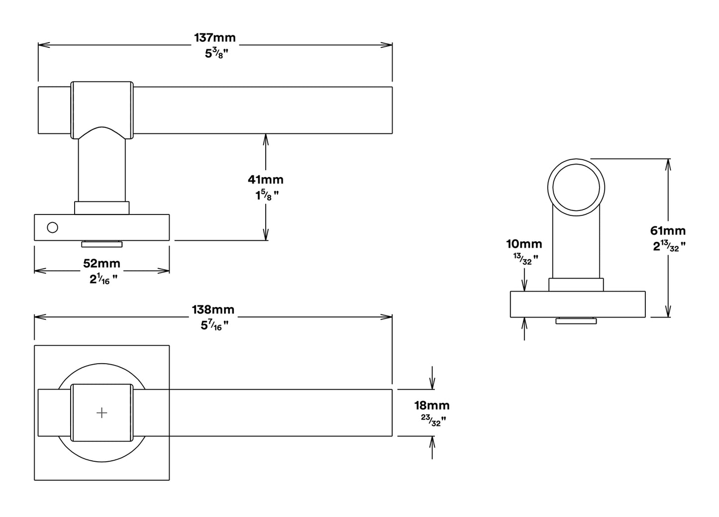 Iver Helsinki Door Lever on Square Rose Entrance Kit Key/Thumb - Available in Various Finishes