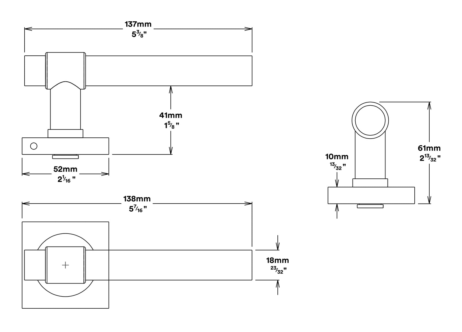 Iver Helsinki Door Lever on Square Rose Entrance Kit Key/Thumb - Available in Various Finishes