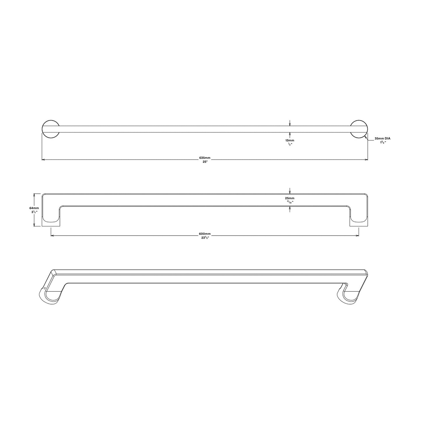 Iver Baltimore Door Pull Handle Entrance Kit Key/Key 600mm - Available in Various Finishes