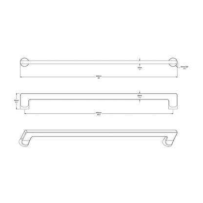 Iver Baltimore Door Pull Handle Entrance Kit Key/Key 600mm - Available in Various Finishes