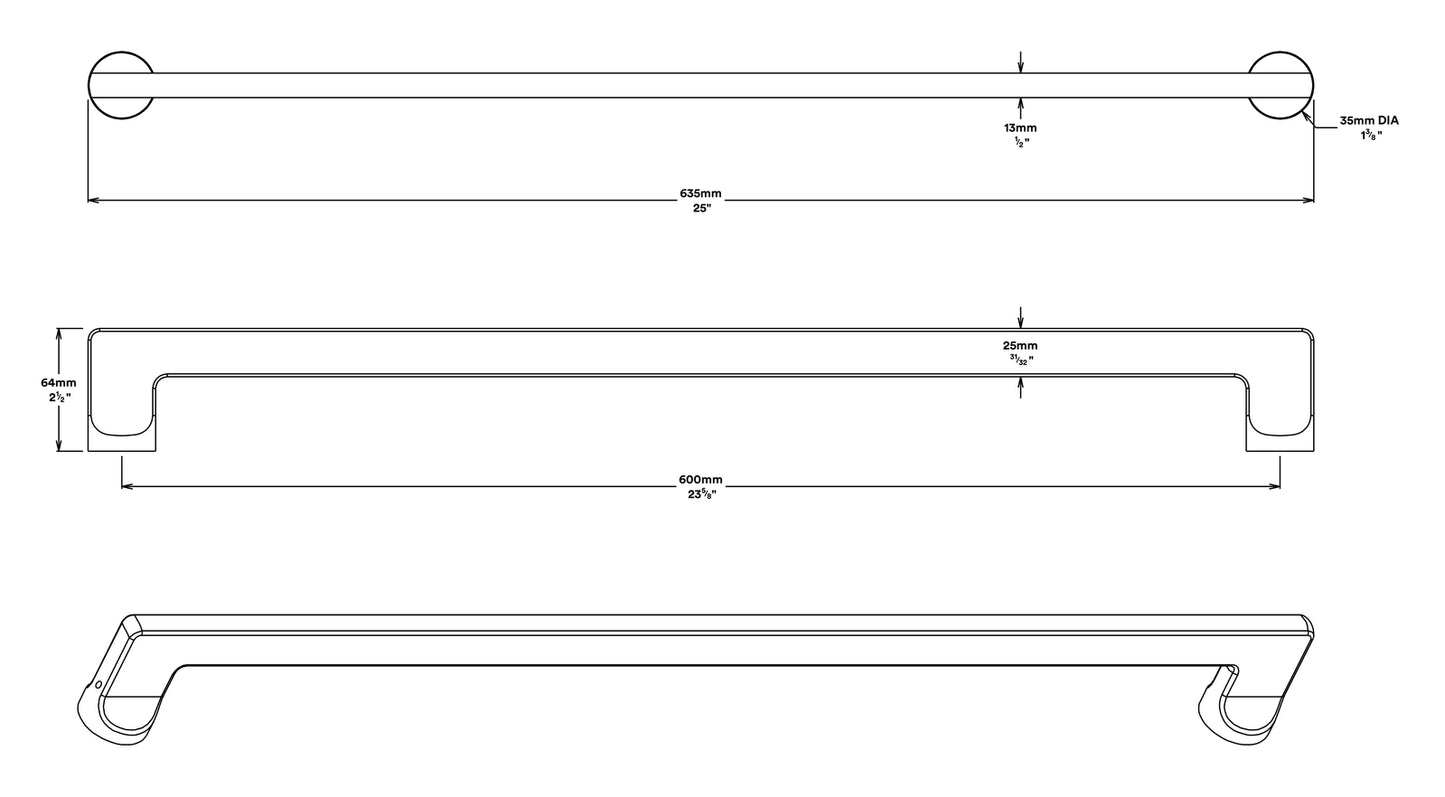 Iver Baltimore Door Pull Handle Entrance Kit Key/Thumb 600mm - Available in Various Finishes