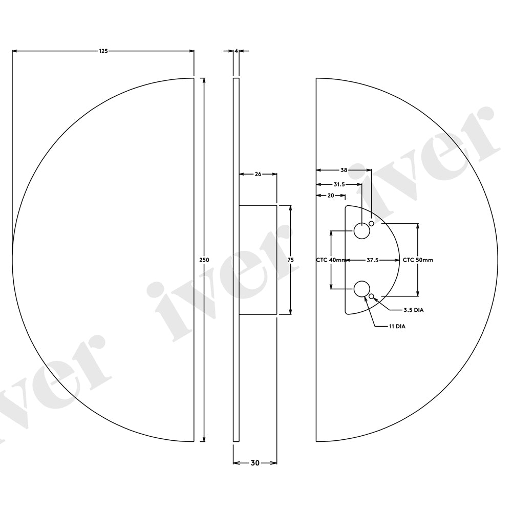 Iver Osaka Large Half Moon Cupboard Pull Handle - Available in Various Finishes