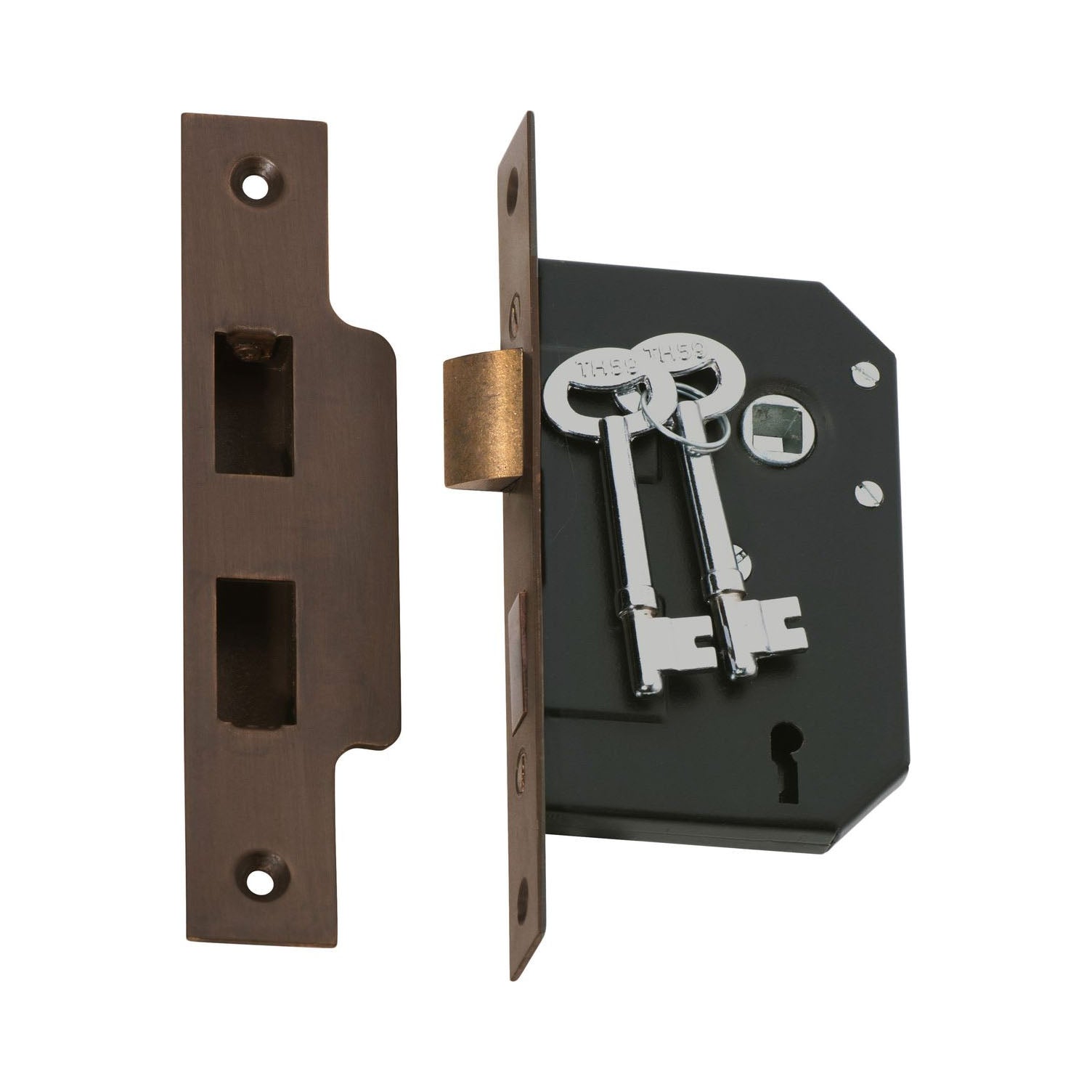 Tradco 2200AB 3 Lever Mortice Lock Antique Brass 44mm