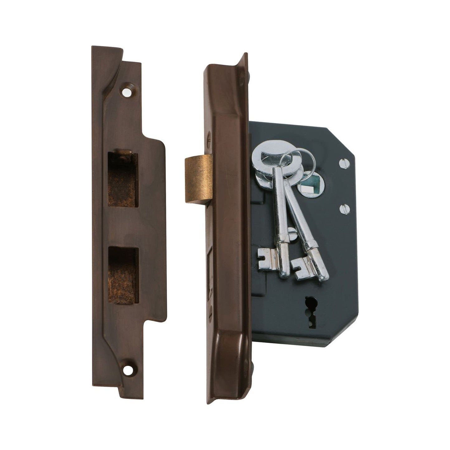 Tradco 2204AB 3 Lever Rebated Lock Antique Brass 44mm