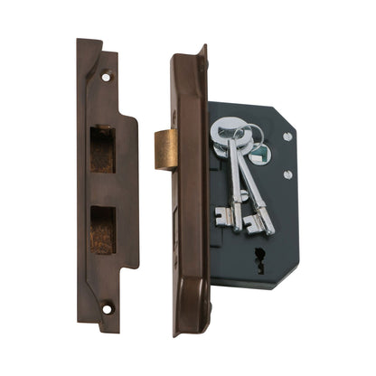 Tradco 2204AB 3 Lever Rebated Lock Antique Brass 44mm