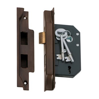 Tradco 2205AB 3 Lever Rebated Lock Antique Brass 57mm