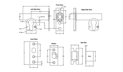 Iver Euro Mortice Deadbolt Kit 60mm Key/Key with Square Escutcheon - Available in Various Finishes