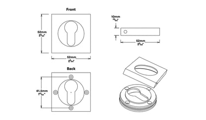 Iver Euro Mortice Deadbolt Kit 60mm Key/Key with Square Escutcheon - Available in Various Finishes