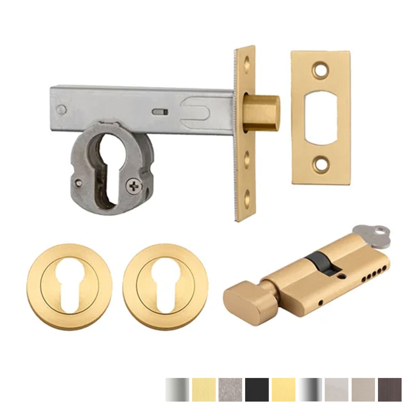 Iver Euro Mortice Deadbolt Kit 60mm Key/Thumb with Round Escutcheon - Available in Various Finishes