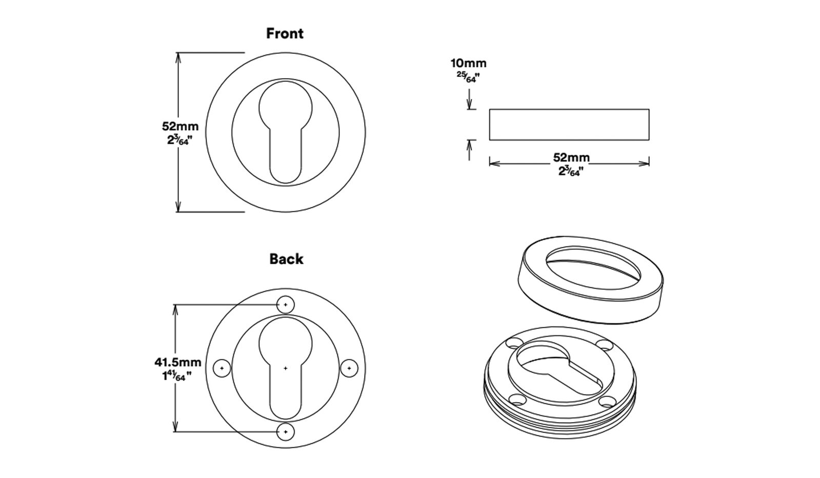 Iver Euro Mortice Deadbolt Kit 60mm Key/Thumb with Round Escutcheon - Available in Various Finishes