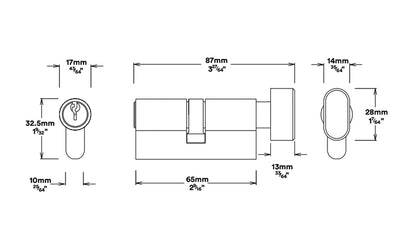 Iver Euro Mortice Deadbolt Kit 60mm Key/Thumb with Round Escutcheon - Available in Various Finishes