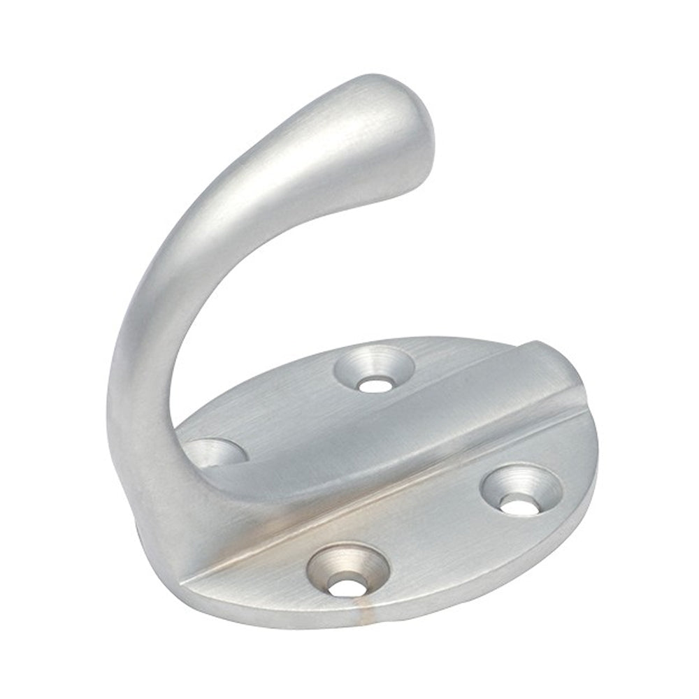 Tradco Single Robe Hook Oval Backplate Satin Chrome 3939
