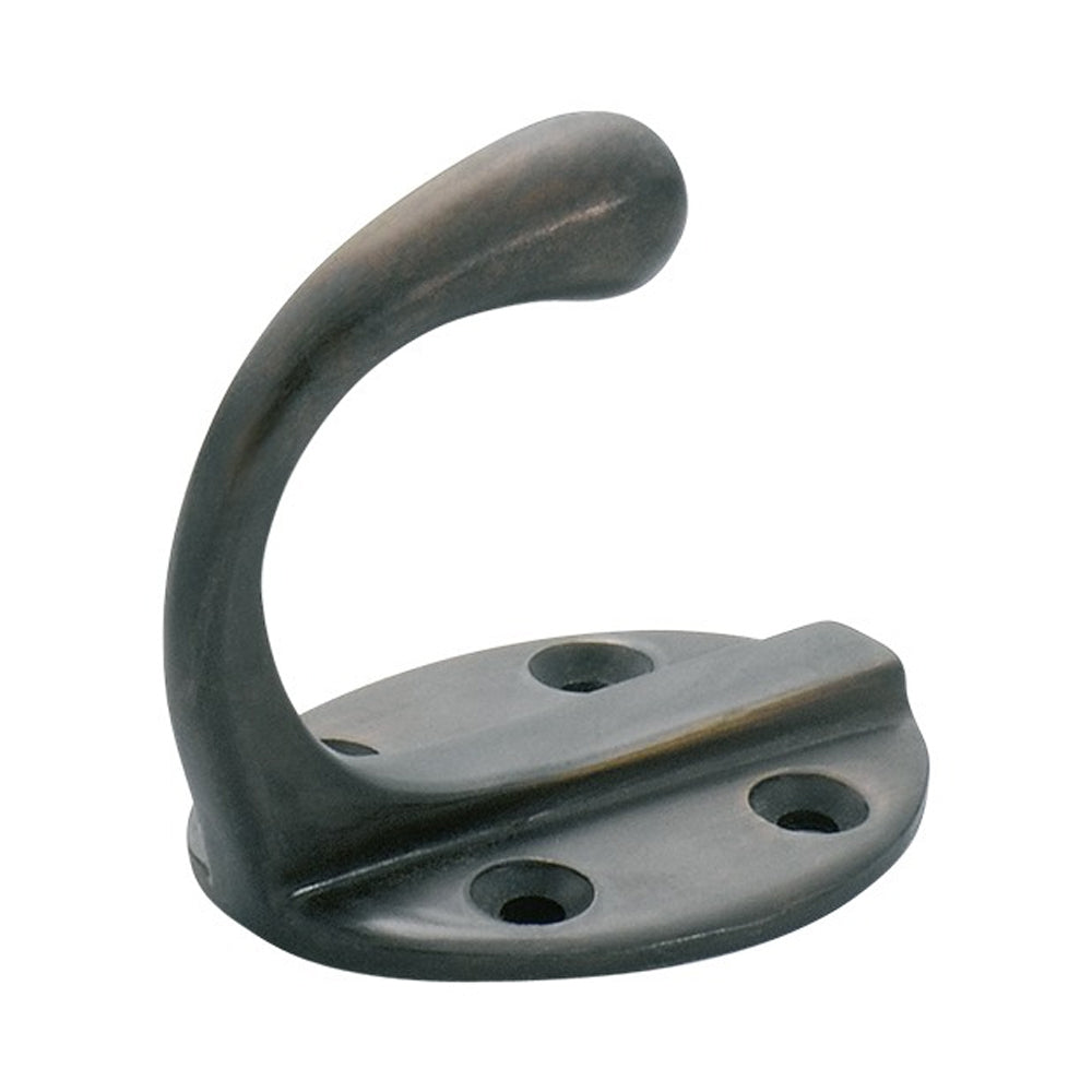 Tradco Single Robe Hook Oval Backplate Antique Brass 3963 | Keeler Hardware