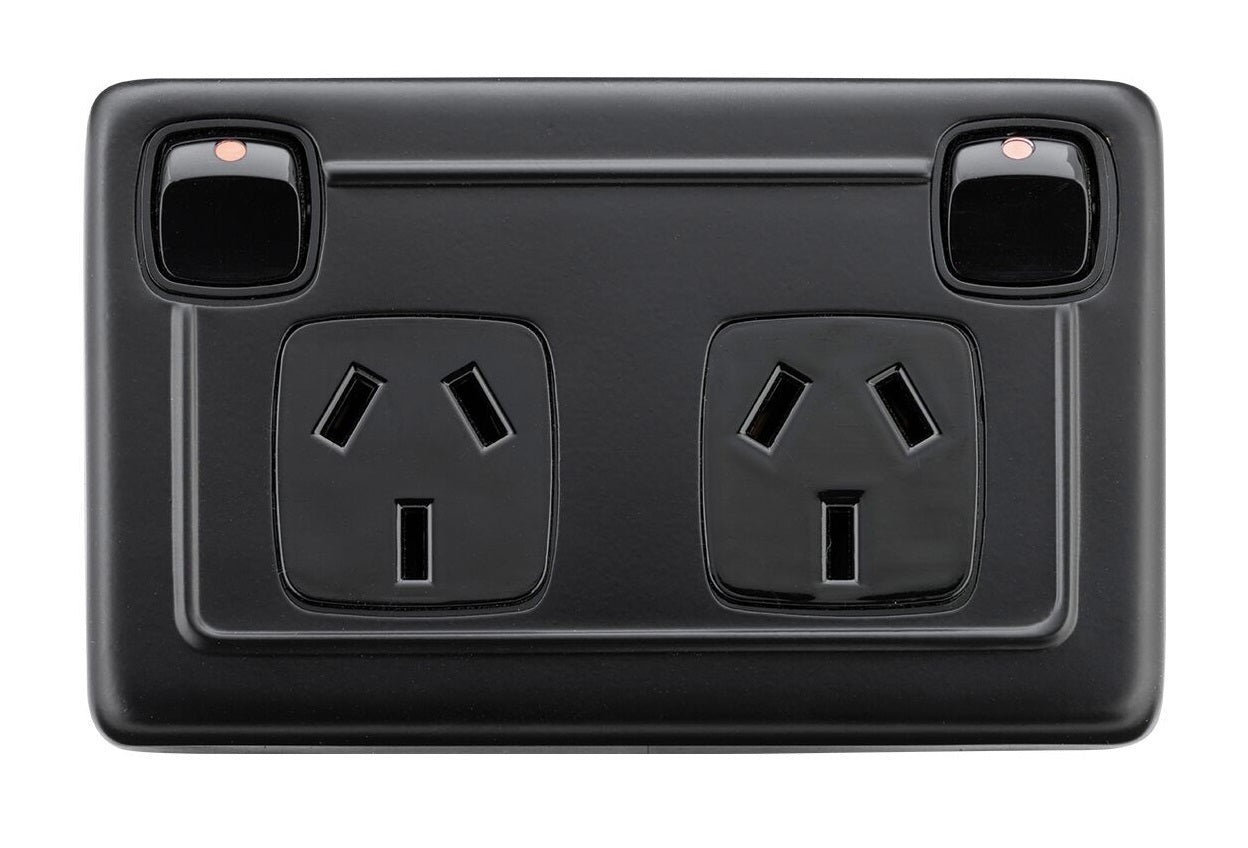 Tradco 5349 Clip-On Double Power Point Matte Black 115mm