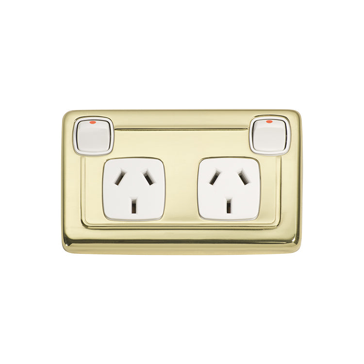 Tradco Double Power Point Polished Brass White 5859