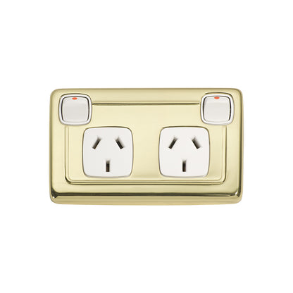 Tradco Double Power Point Polished Brass White 5859