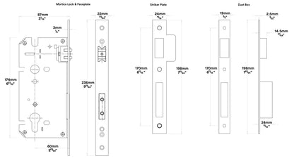 Iver Euro Roller Mortice Lock - Available In Various Finishes and Sizes