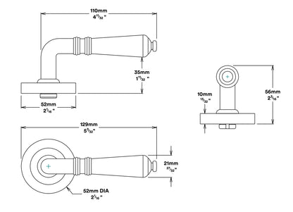 Iver Sarlat Door Lever Handle on Round Rose Passage Kit - Available in Various Finishes