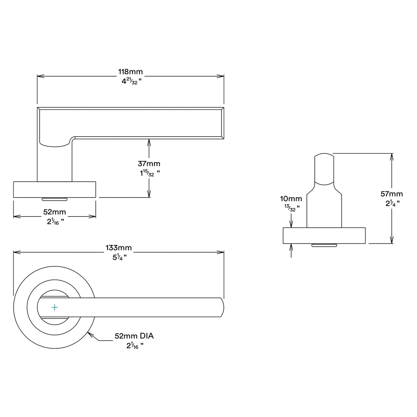 Iver Baltimore Door Lever Handle on Round Rose Privacy Kit - Available in Various Finishes