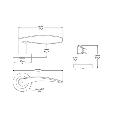 Iver Oxford Door Lever Handle on Round Rose Entrance Kit Key/Key - Available in Various Finishes