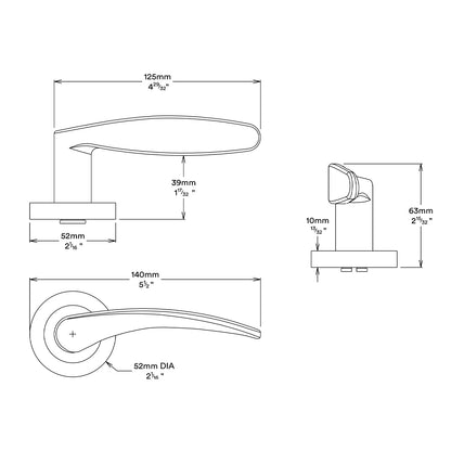 Iver Oxford Door Lever Handle on Round Rose Entrance Kit Key/Thumb - Available in Various Finishes