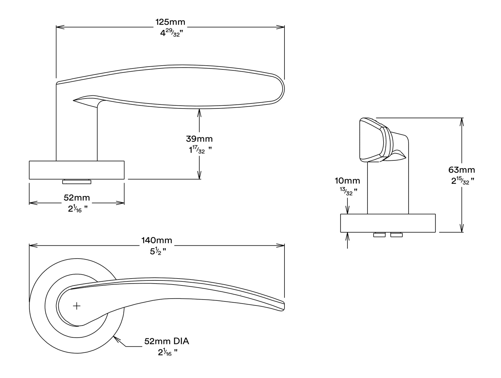 Iver Oxford Door Lever Handle on Round Rose Privacy Kit - Available in Various Finishes