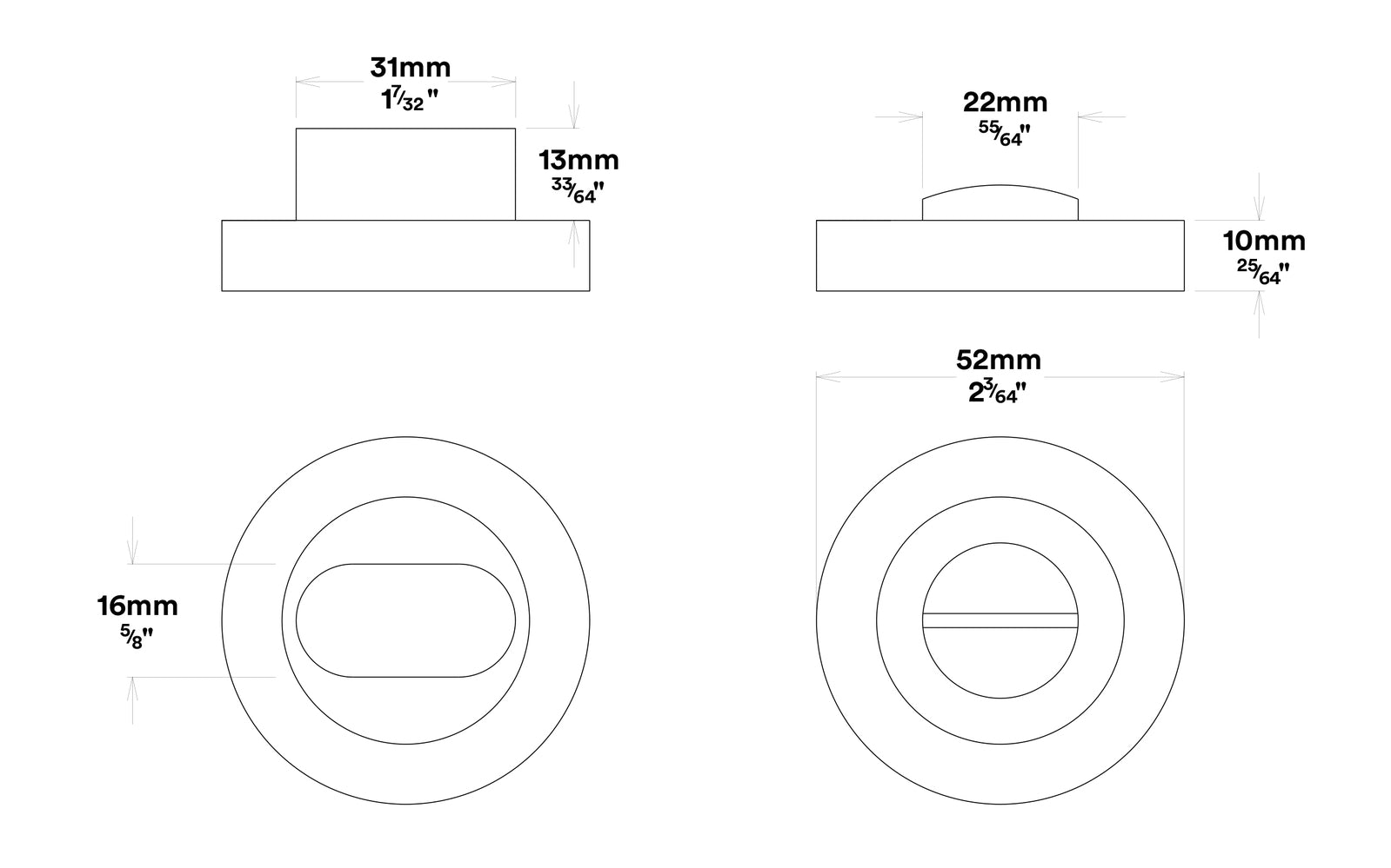 Iver Oxford Door Lever Handle on Round Rose Privacy Kit - Available in Various Finishes