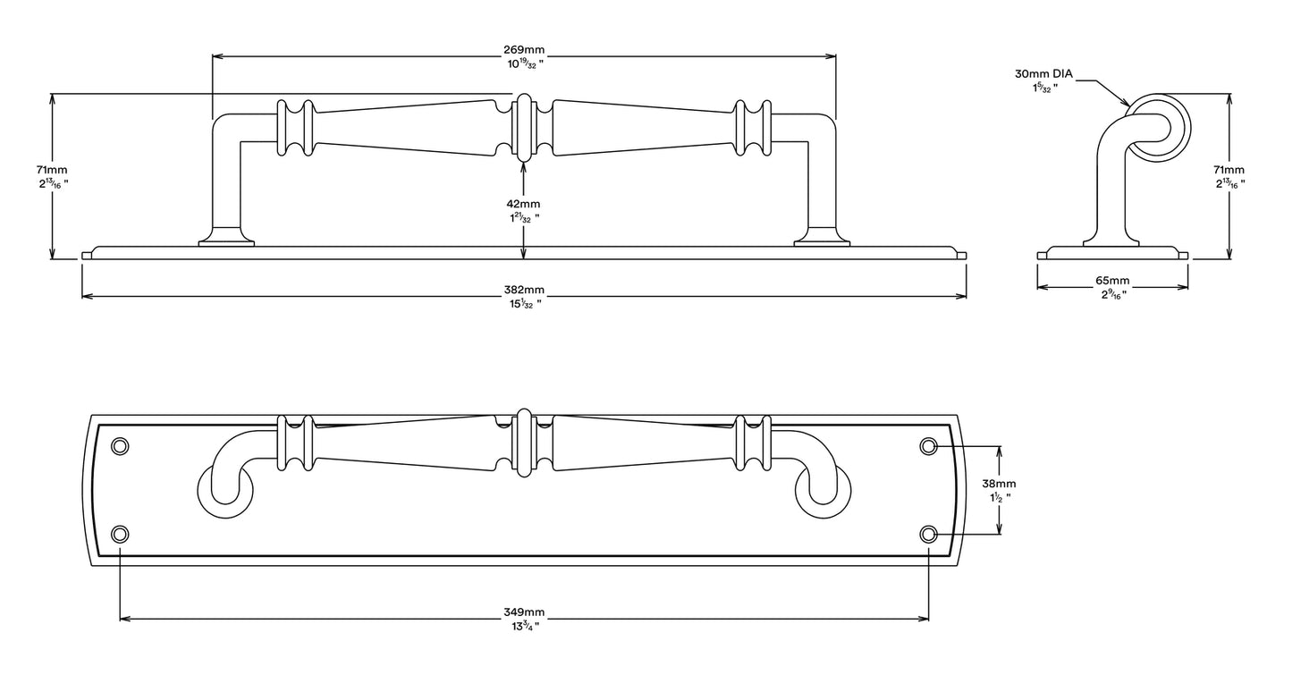 Iver Sarlat Door Pull Handle on Backplate - Available in Various Finishes
