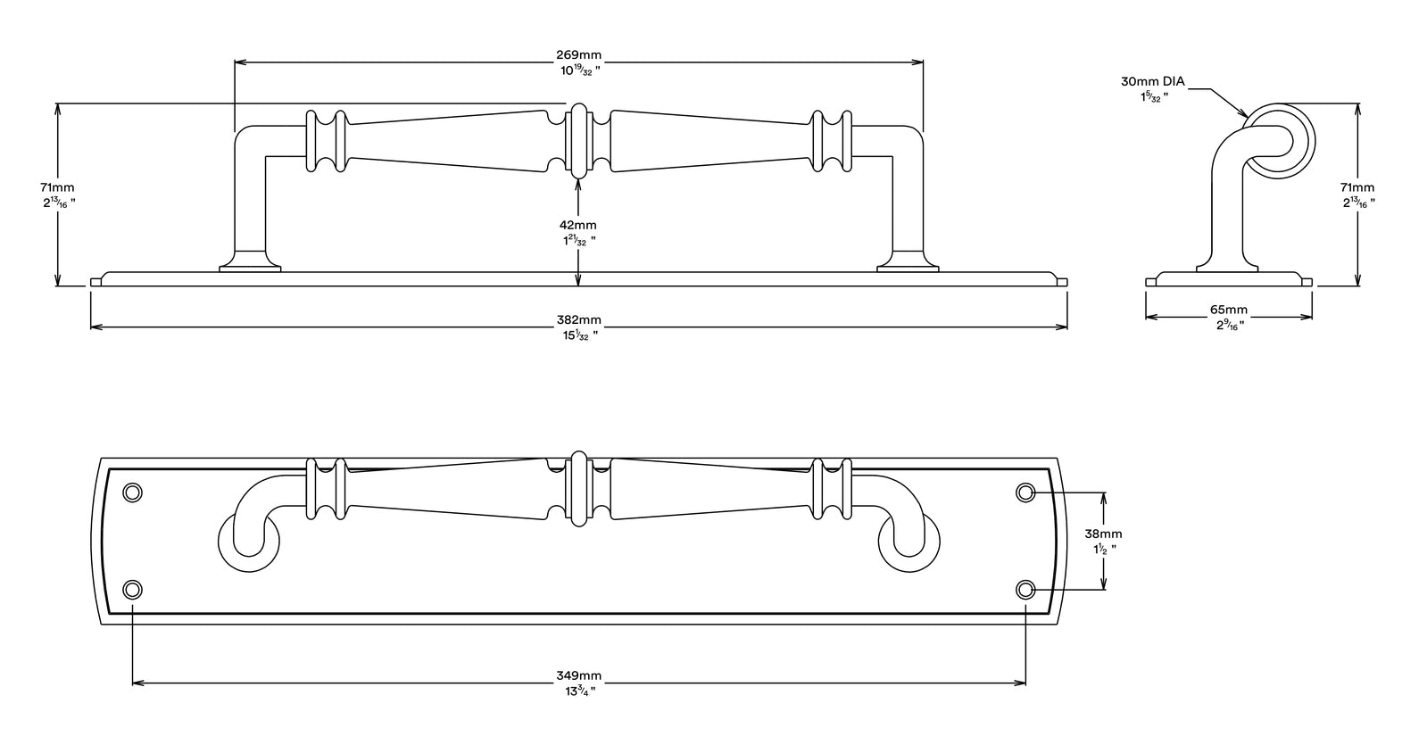 Iver Sarlat Door Pull Handle on Backplate - Available in Various Finishes