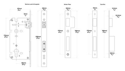 Iver Sarlat Door Pull Handle Entrance Kit Key/Thumb 450mm - Available in Various Finishes