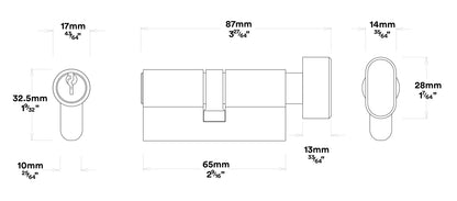 Iver Baltimore Door Lever on Round Rose Pair Entrance Kit Key/Thumb - Available in Various Finishes