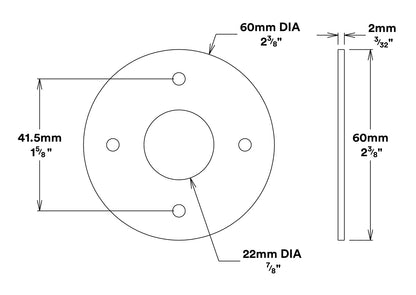 Iver Adaptor Plate Round 54mm Hole Pair  - Available In Various Finishes